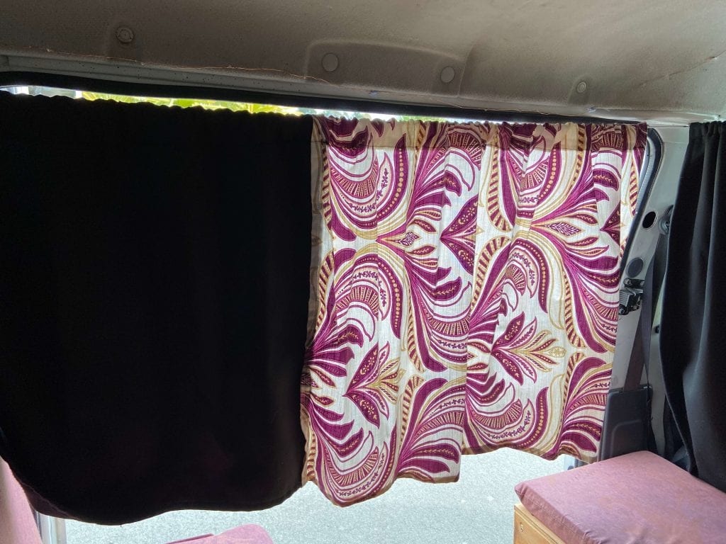 photo of one side of my DIY camper curtains