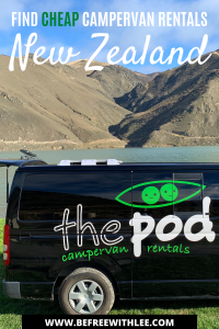 another pinterest photo of this article on Cheap New Zealand campervan hire 