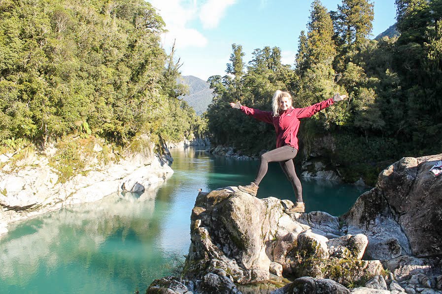 A photo of me in Hokitika Gorge one of the best things to do in Hokitika